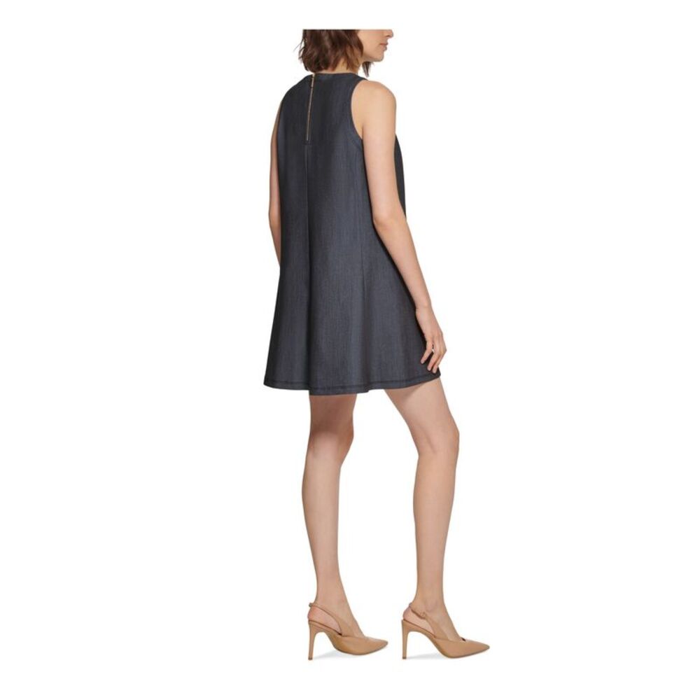 CALVIN KLEIN Womens Gray Unlined Sleeveless Short Shift Dress Petites 2P - Picture 2 of 4